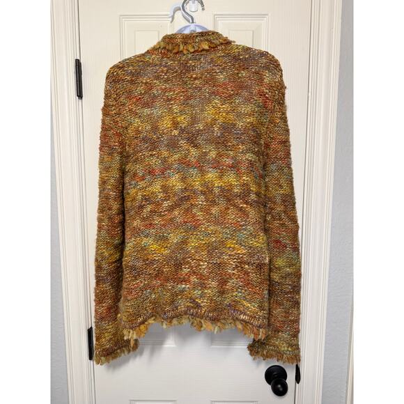 Harold’s Chunky Knit Sweater Jacket Large Autumn Earth Tones Boho Cottagecore - Picture 3 of 7